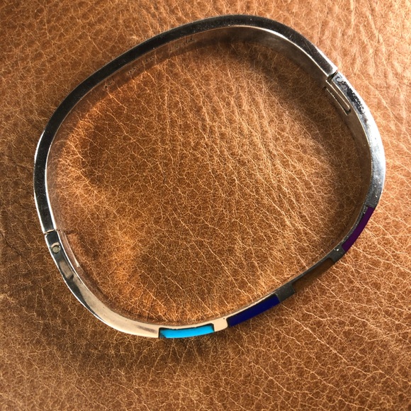 MCM HINGED CUFF STERLING SILVER TAXCO WOMENS TURQUOISE TIGERS EYE LAPIS SUGILITE - Picture 4 of 12